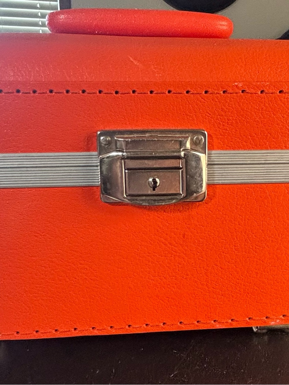 Bright Orange Travel Case with Silver Hardware